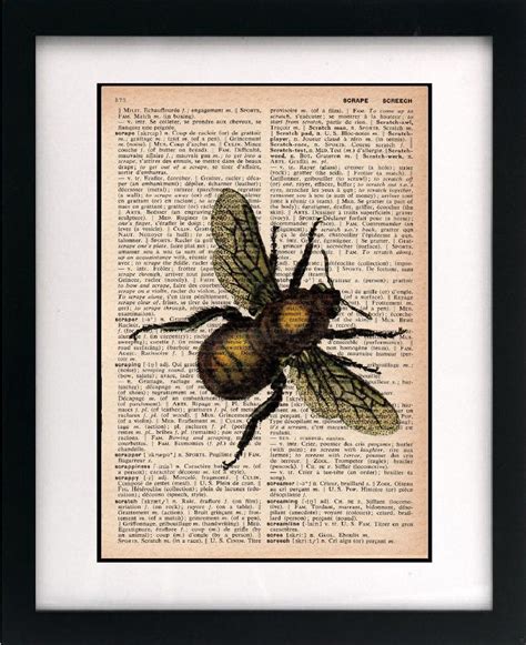 Vintage Bee Illustration Print Bee Art Print By Goodsbygirl