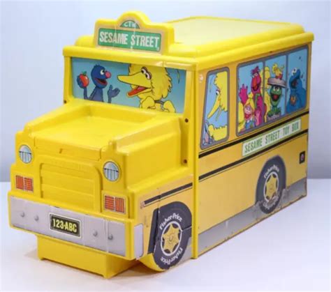 Vtg Fisher Price Sesame Street Muppets School Bus Toy Box 1984 Chest
