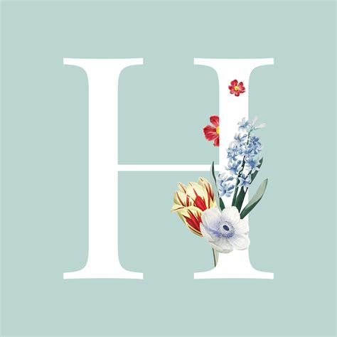 Floral Styled Letter H Typography Download Free Vectors Clipart