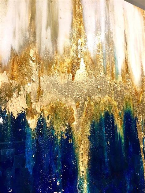 Made To Order Large Painting Royal Blue And Gold Acrylic Etsy
