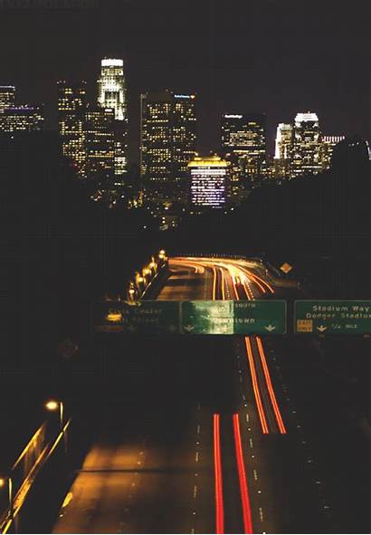 Highway Gifs Cities Night Angeles California Indie