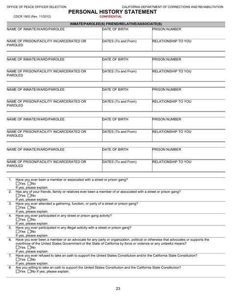 Cdcr Personal History Form ≡ Fill Out Printable Pdf Forms Online