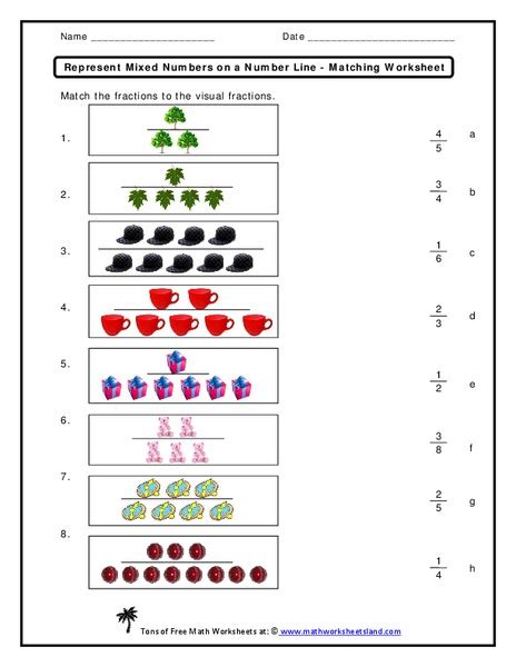 Represent Mixed Numbers on a Number Line Worksheet for 3rd - 5th Grade ...
