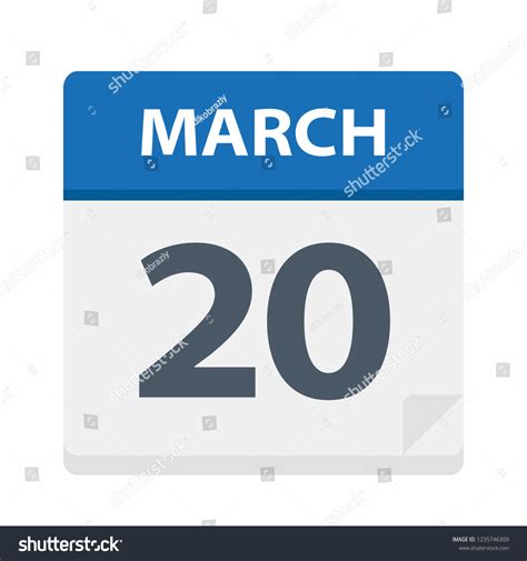 March 20 Calendar Icon Vector Illustration Stock Vector Royalty Free