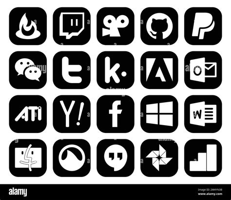 20 Social Media Icon Pack Including Word Facebook Tweet Search Ati