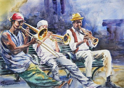 New Orleans Street Musicians Jazz Brass Band Watercolor Art Etsy