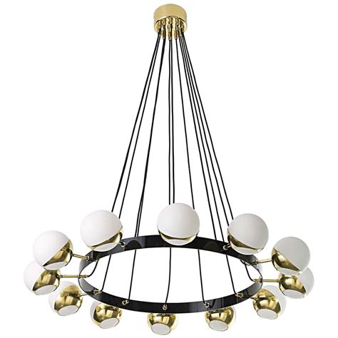 Brassblack Twelve Lights Mid Century Modern Italian Chandelier