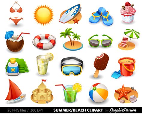 Beach Clip Art Clipart Summer Clipart Clip Art By Graphicpassion