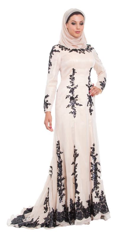 New Design Champagne Black Lace Islamic Formal Long Dress Abaya Long