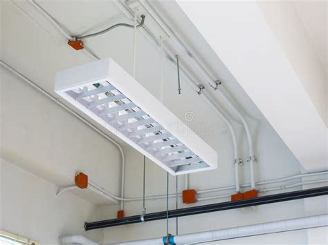 Fluorescent Lamp Installed On Ceiling Stock Image Image Of