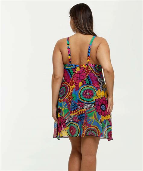 Maiô Feminino Saída De Praia Estampa Tropical Plus Size Banho De Mar