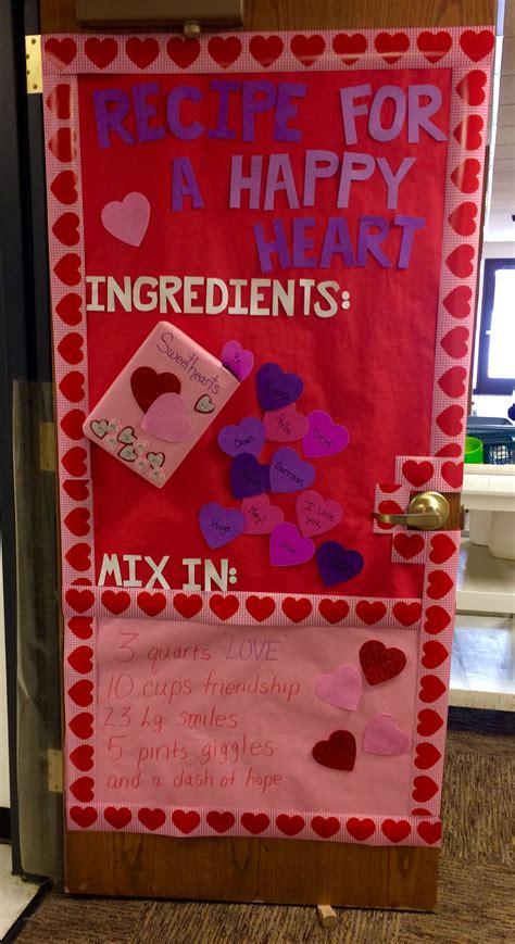 Recipe For A Happy Heart Valentines Day Classroom Door Idea