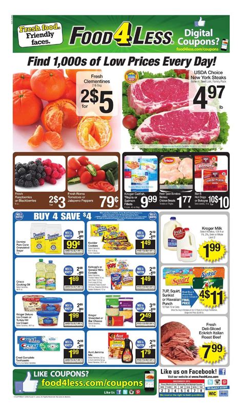 For example, you can find discounted oranges, blueberries, and mandarins. Food 4 Less Weekly Ad November 27 - December 1, 2015 ...