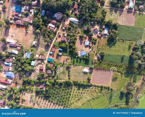 Drone Shot Aerial Top View Scenic Landscape The Village In The