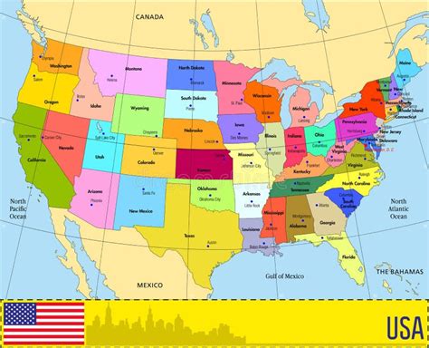 capitais de estados e cidades principais do estados unidos da américa mapa moderno bonito dos