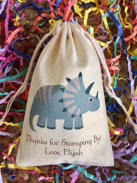 Set Of 10 Dinosaur Party Favor Bags Personalized Favors Etsy