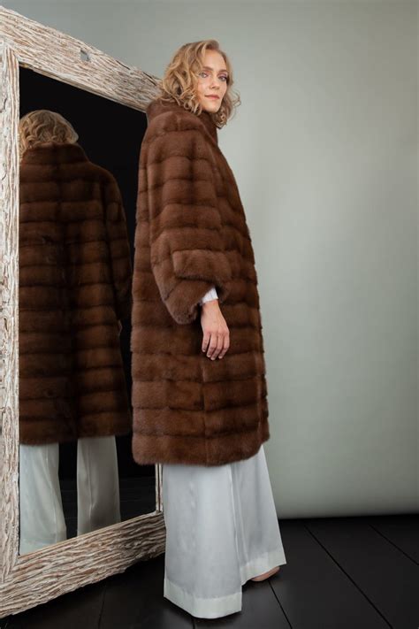 asymmetric brown mink fur coat for women nordfur