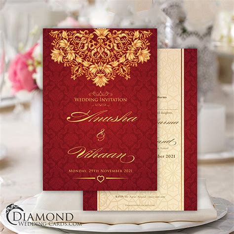 Hindu Wedding Card Indian Wedding Invitation Classical Floral Design