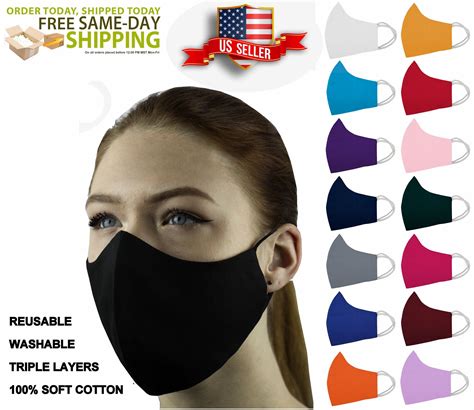 5 Face Masks 3 Layers 100 Cotton Washable Reusable Wfilter Pocket 15