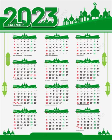 Kalender 2023 Dengan Tanggal Islam Dan Ilustrasi Masjid Kalender 2023