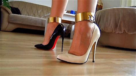 Neele Italian Heels Vs Louboutin Sokate Tan Nylons And Locked Cuffs Mp4 1280x720 Boots