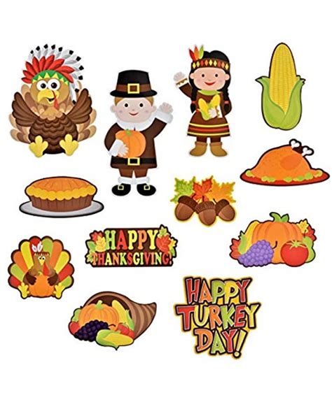 Joy Bang Thanksgiving Cutouts 50 Pcs Turkey Fall Cutouts Pumpkin Maple