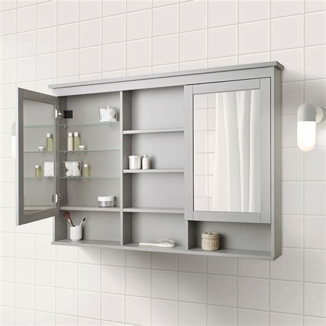 Hemnes Mirror Cabinet With 2 Doors Gray 55 18x38 58 Ikea