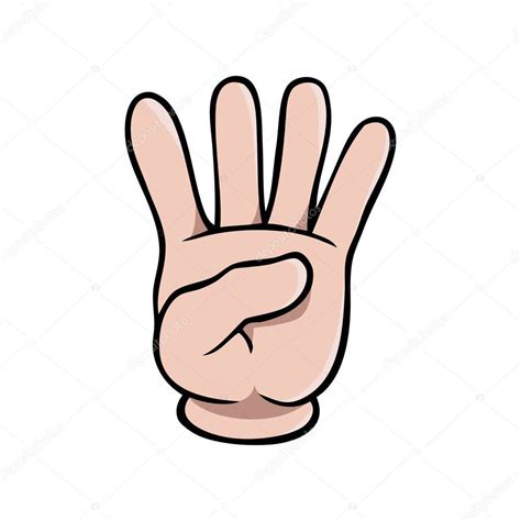 Human Cartoon Hand Showing Four Fingers — Stock Vector © Noedelhap