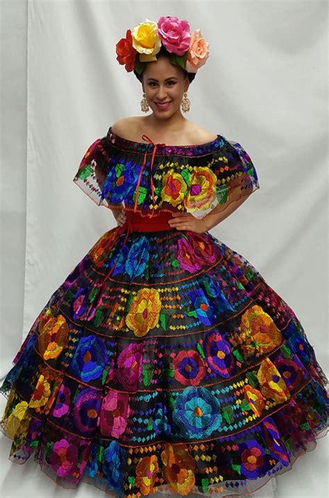 Vestido De Chiapas Sencillo Traditional Mexican Dress Mexican