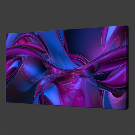 Purple Blue Abstract Premium Canvas Print Wall Art Modern