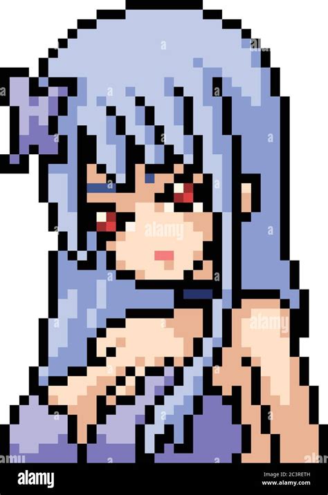 Vector Pixel Art Anime Girl Isolated Cartoon Stock Vector Image Art