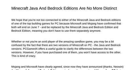 Minecraft Java And Bedrock Editions Are No Longer Separatekffuu Pdf Pdf Docdroid