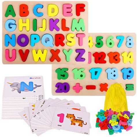 Buy Alphabet Puzzle And Abc Wooden Puzzle Set Number Game Flash Cards