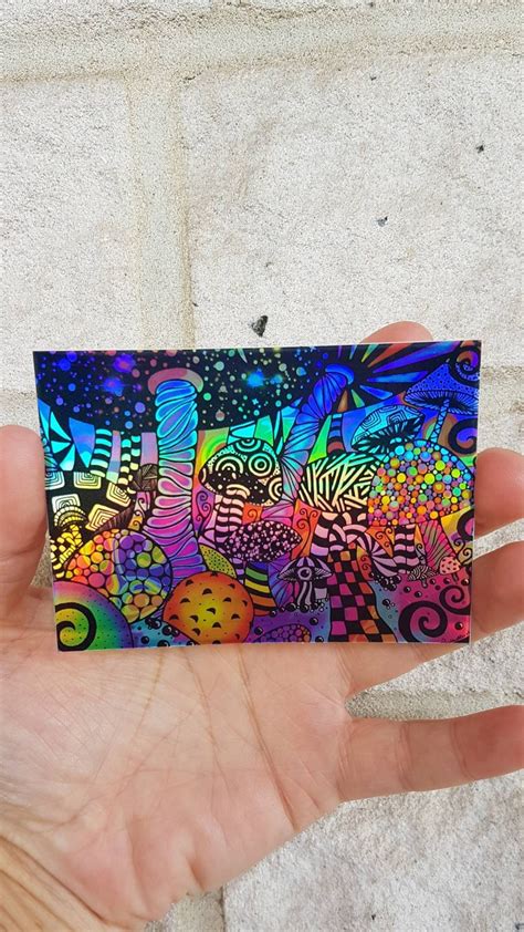 Holographic Mushroom Trippy Sticker Psychedelic Sticker Etsy