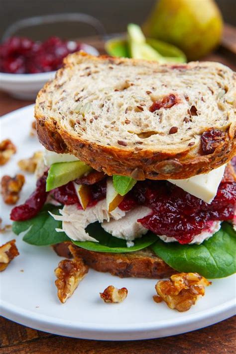 Turkey Cranberry Brie And Pear Sandwiches With Avocado And Bacon R