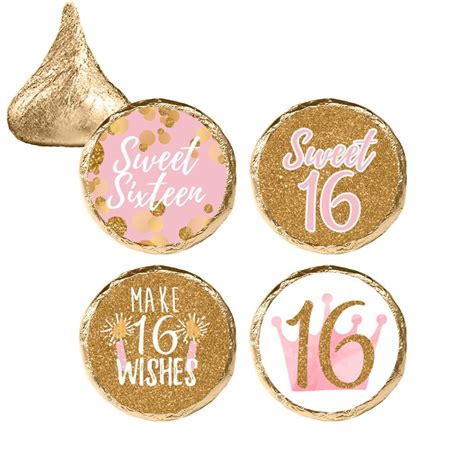 These Pink And Gold 16th Birthday Party Stickers Are The Perfect