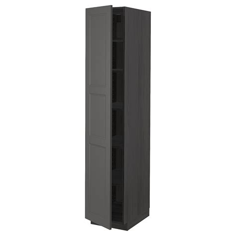 METOD High cabinet with shelves, black/Axstad dark grey, 40x60x200 cm ...