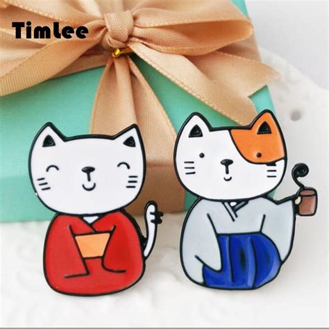 Timlee X352 Bd Cute Animal Cartoon Cat Pins Metal Brooch Pins