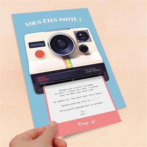 Invitation Personnalisable Pour Anniversaire Th Me Polaroid Retro