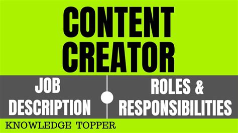 Content Creator Job Description Content Creator Roles And