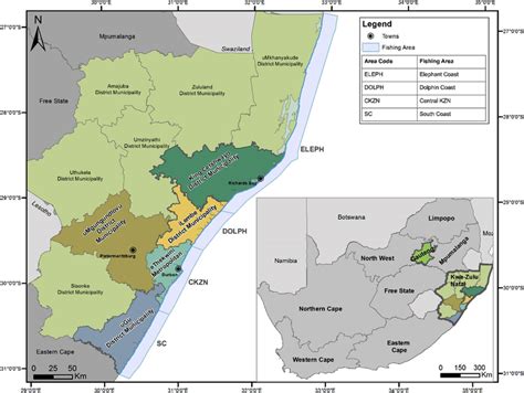 Map Of Kwazulu Natal Showing Residence Districts Of Mussel Permit