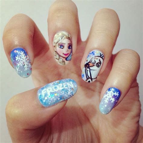 Lovelynailnail Elsa Is Difficult To Draw Of Character One On The Nails
