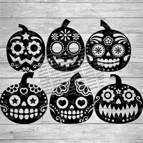 Download Sugar Skull Pumpkin Bundle SVG,EPS & PNG Files | Digital ...