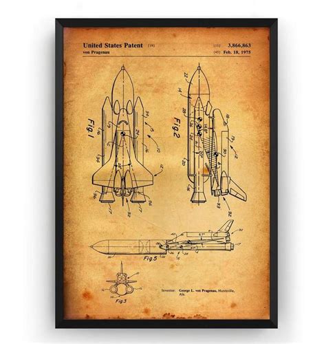 Nasa Space Shuttle Patent Print Patent Prints Wall Art Prints