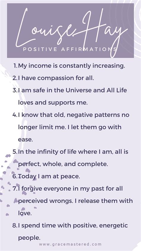 Louise Hay Affirmations Healing Affirmations Daily Positive