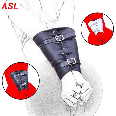 Bdsm Armbinder Wrist Cuffs Restraints Soft Black White Pu Leather Back Bondage Restraint Hand