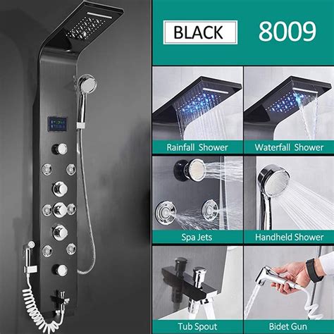 Buy Alenart Wall Mount Stainless Steel Led Shower Panel Tower System