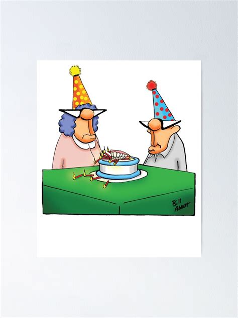 Funny Birthday Cake Dentures Cartoon Humor Poster By