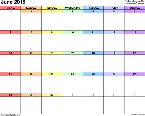June 2015 Calendar Templates For Word Excel And Pdf