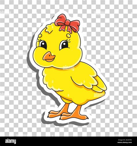 Cute Cartoon Character Sticker With Contour Baby Chicken Colorful